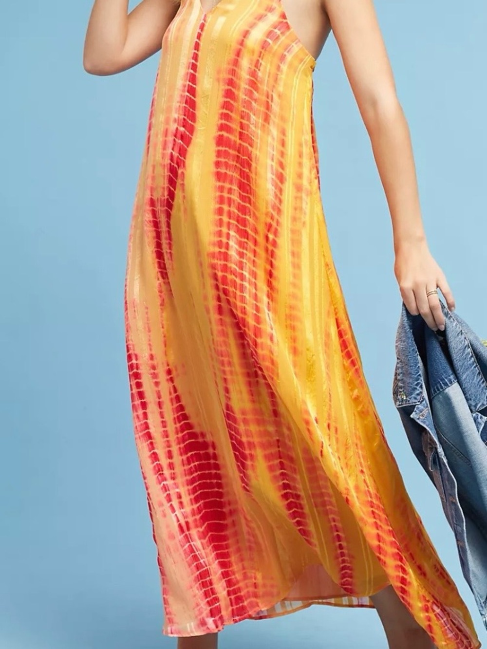 Anthropologie Sunset Tie-Dye Maxi Dress - Yellow & Red